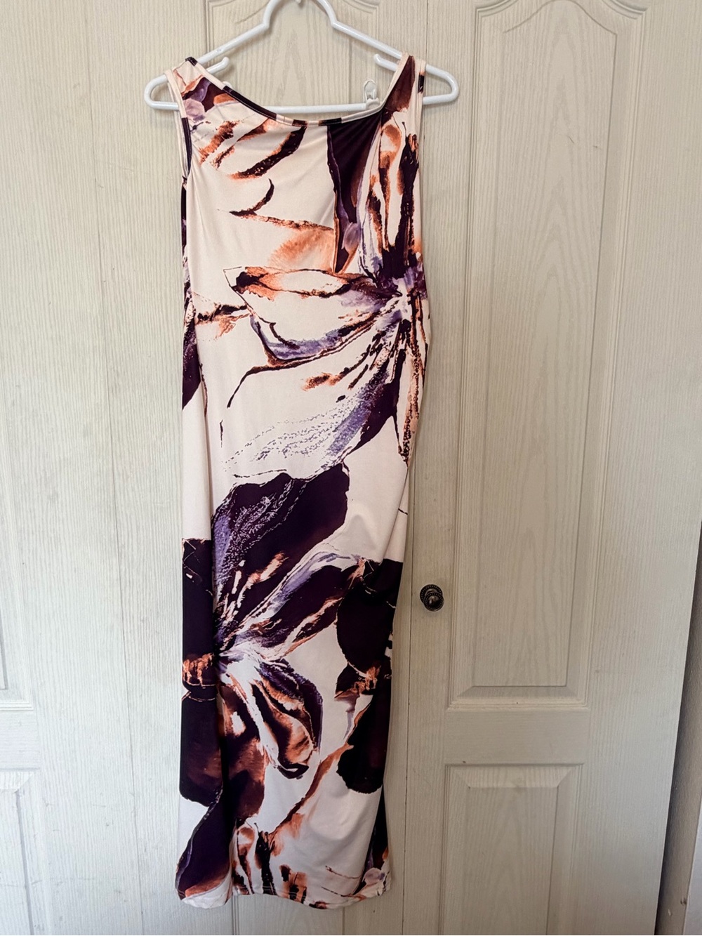 SHEIN Cream Maxi Skirt with Purple & Brown Floral Print